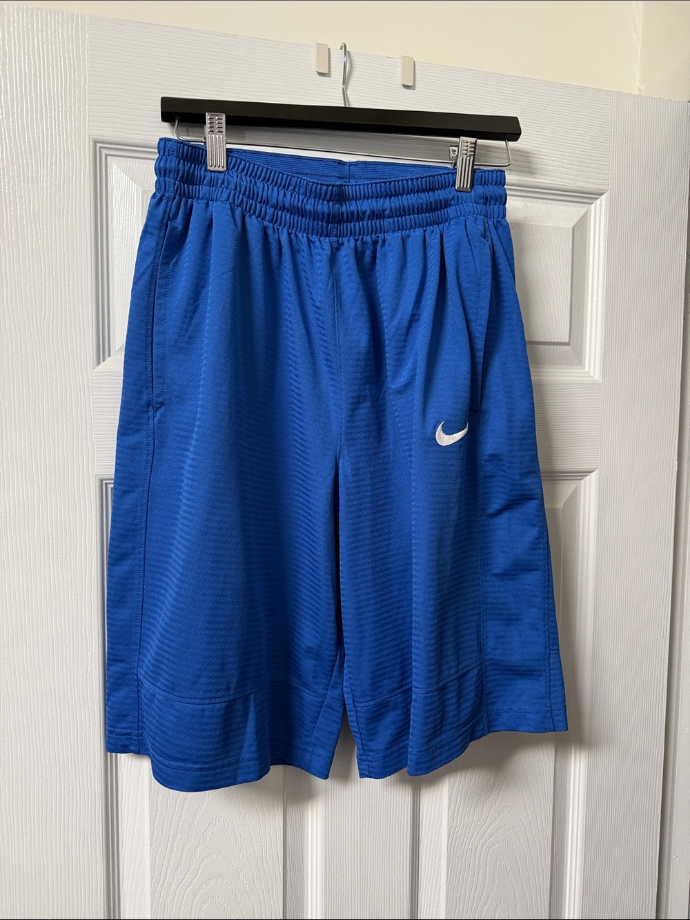 Nike Royal Blue Men's Athletic Shorts with White Swoosh Basketball knee length